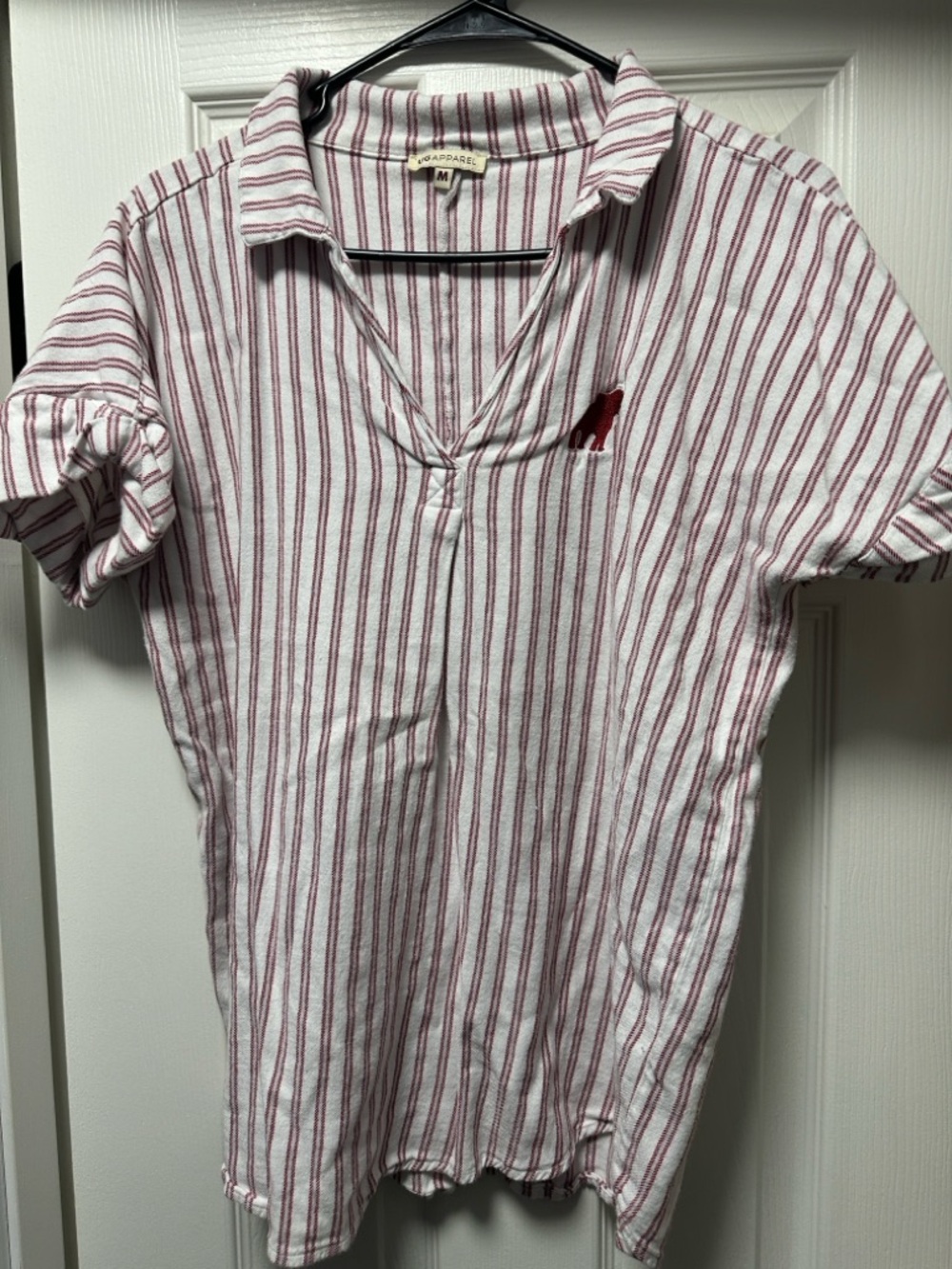 University of Alabama Striped Red and White Short Sleeve Polo